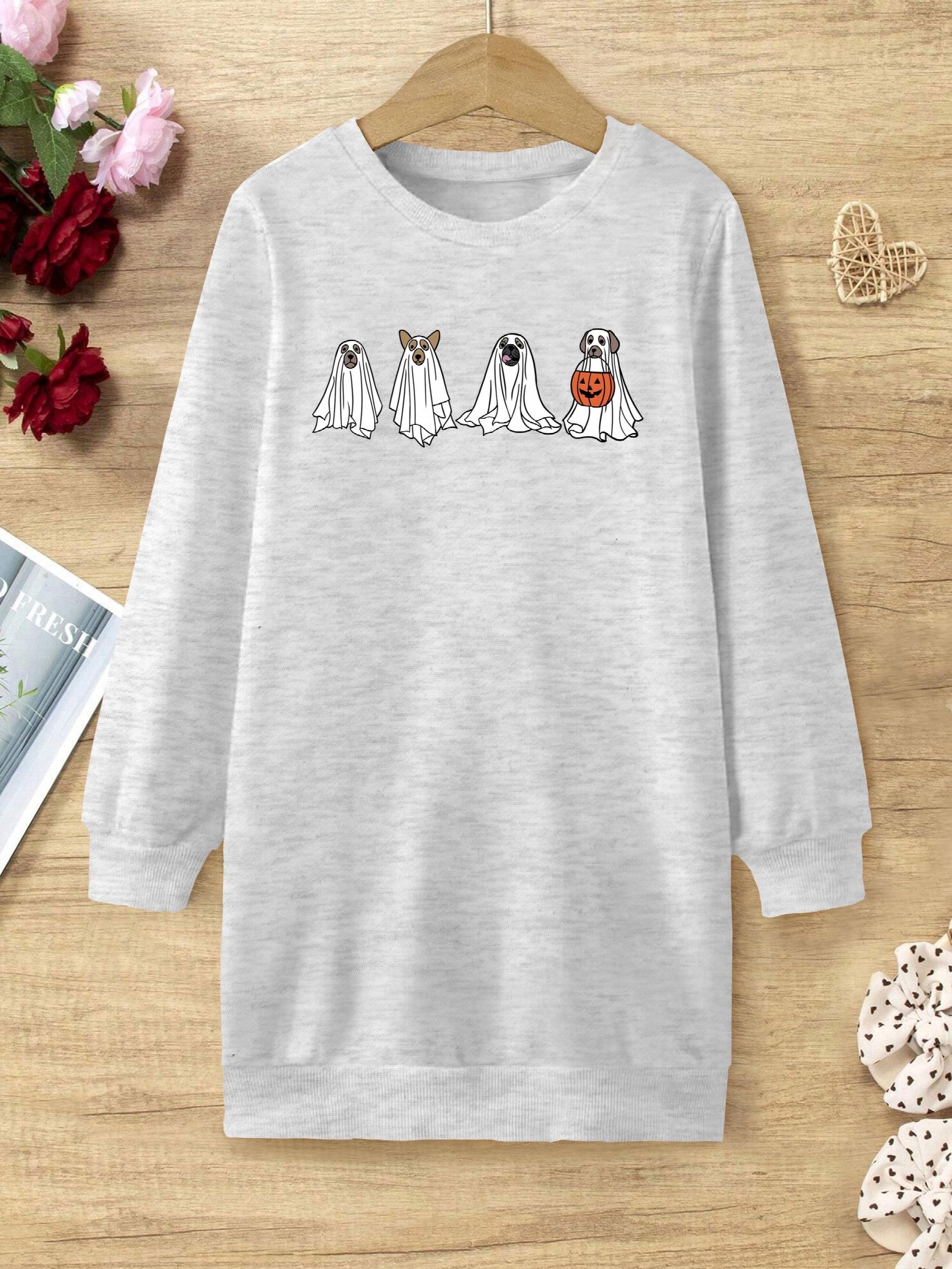 Ghost Halloween Sweatshirt Dress for Girls