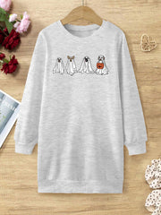 Ghost Halloween Sweatshirt Dress for Girls