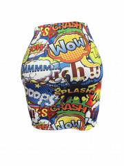 Graffiti Print Mini Skirt Street Wear Hip Summer Skirt