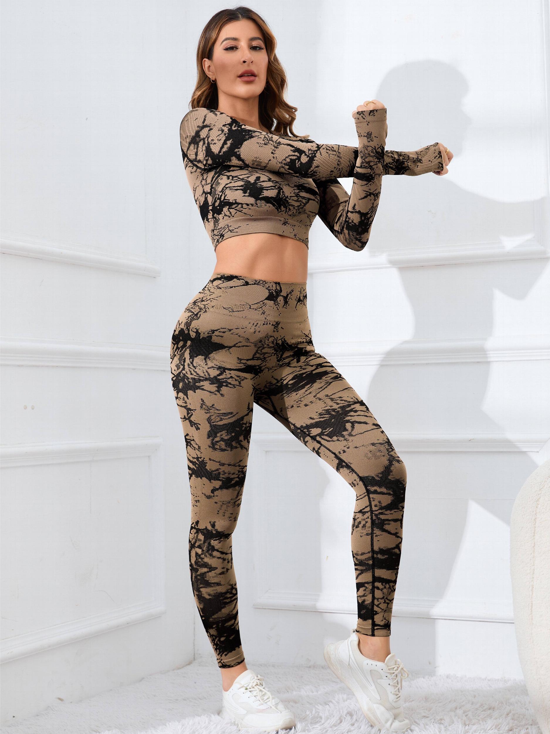 Tie Dye Yoga Set Long Sleeve Top & Butt Lifting Leggings