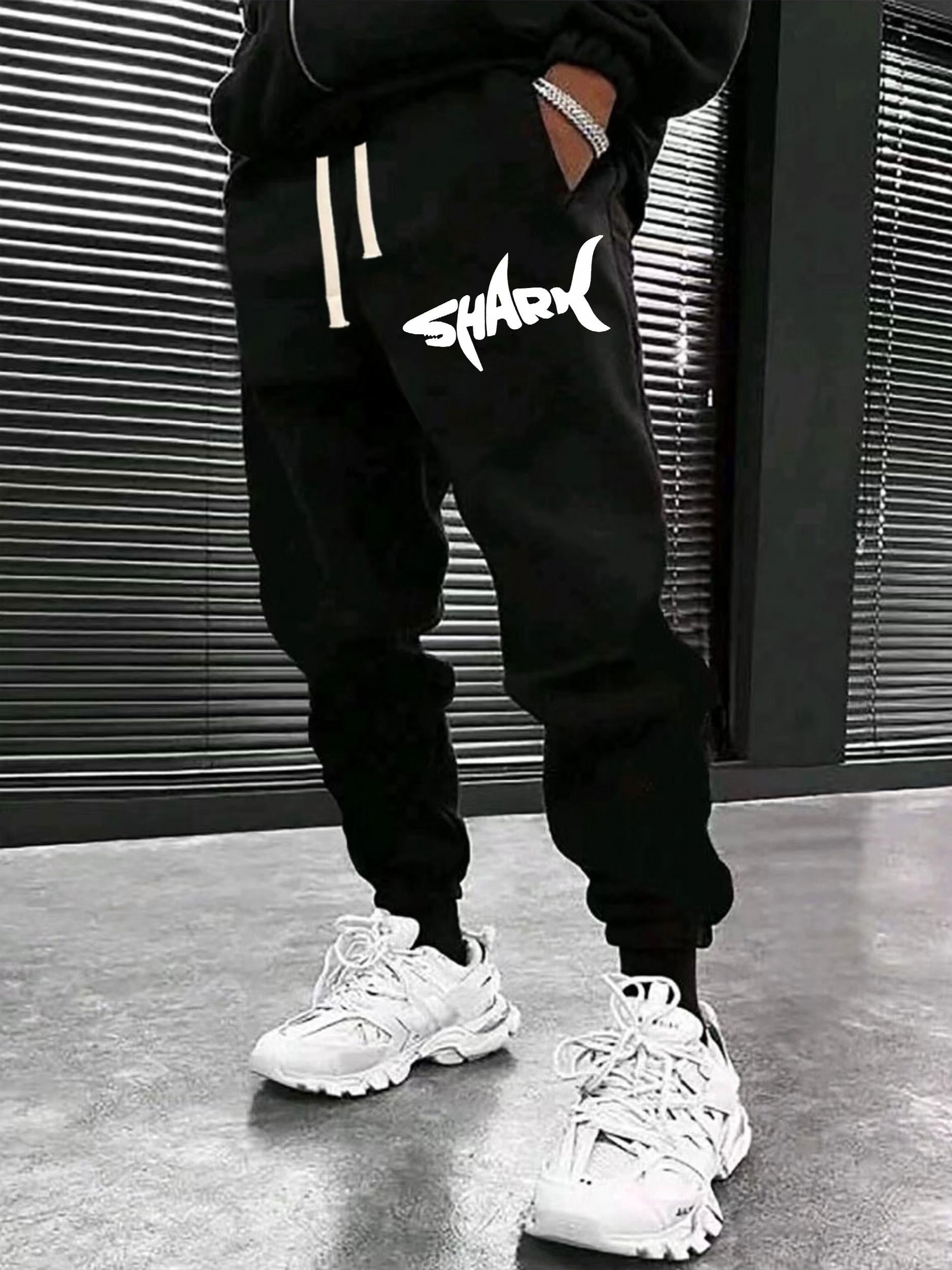 Men's Shark Print Joggers Active Comfy Sweatpants