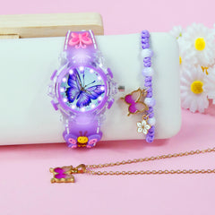Girls' Glowing LED Night Light Watch & Jewelry Set Pastel Pink