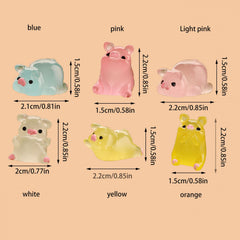6pcs Luminous Resin Pig Ornament for Outdoor Indoor Courtyard