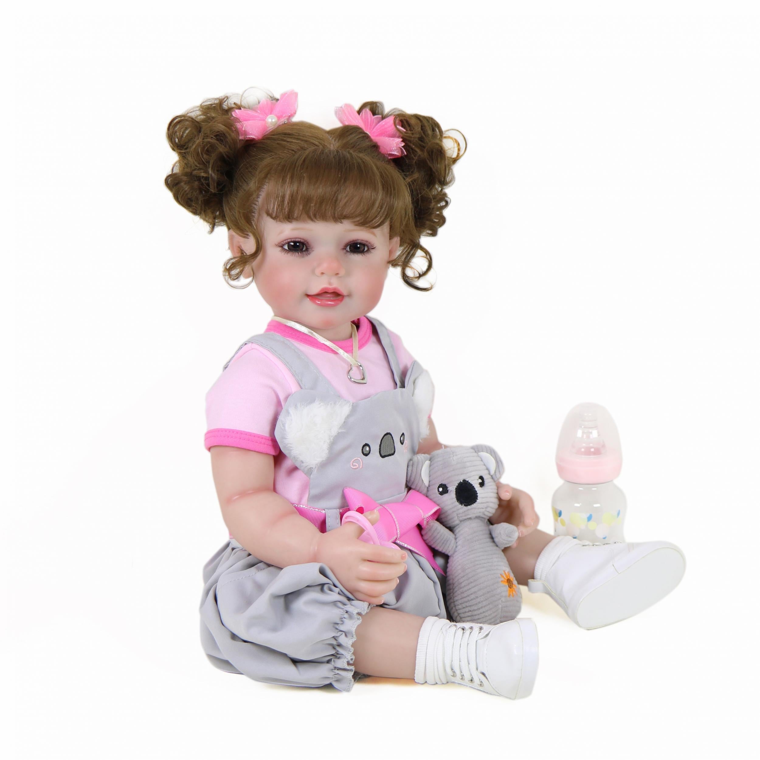 Reborn Toddler Girl Doll 55-88cm Full Vinyl with Rooted Hair & Koala Plush