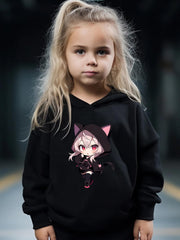 Anime Girl Pattern Long Sleeve Hooded Sweatshirt