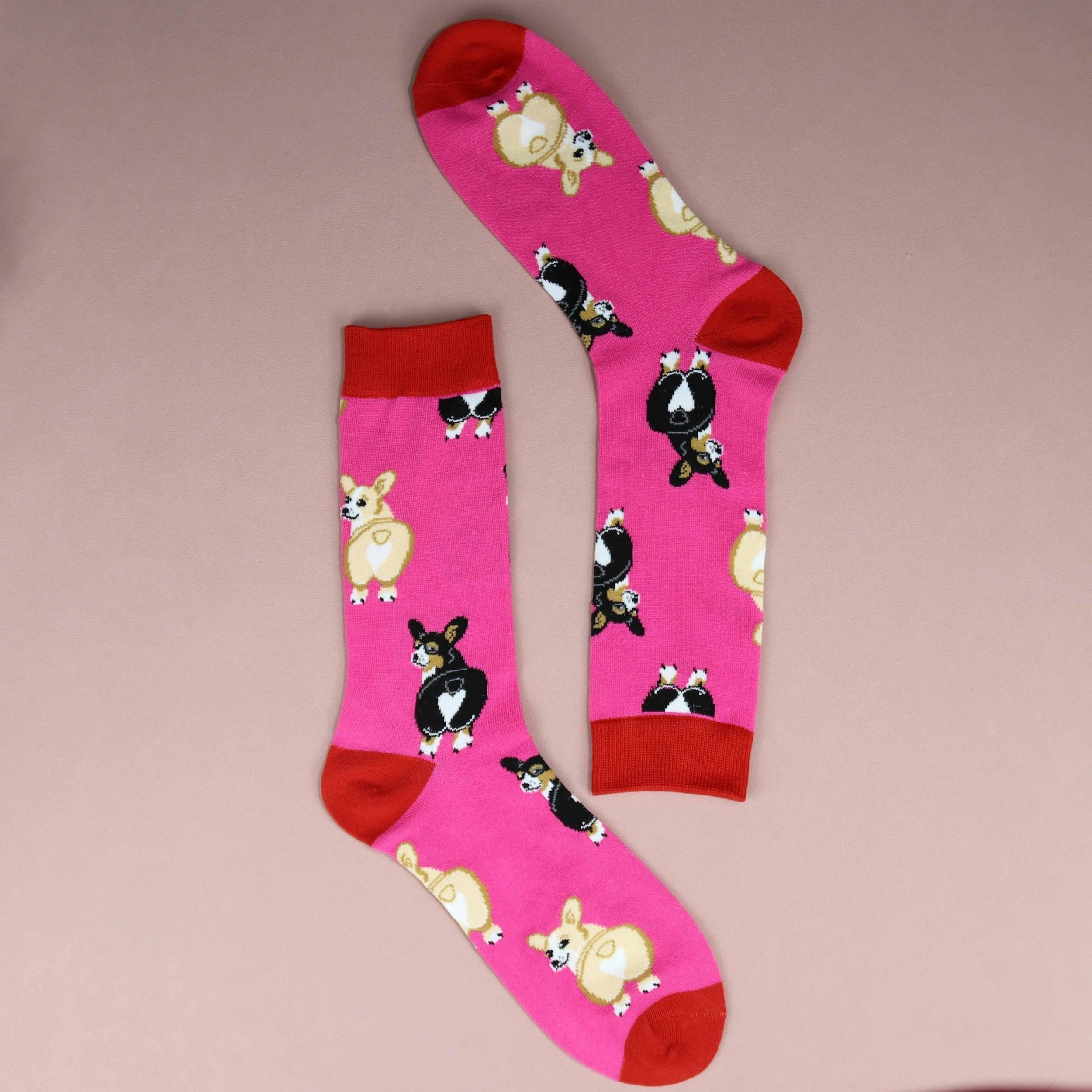 Funny Corgi Pattern Socks Women's Crew Stockings
