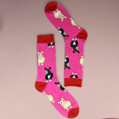 Funny Corgi Pattern Socks Women's Crew Stockings