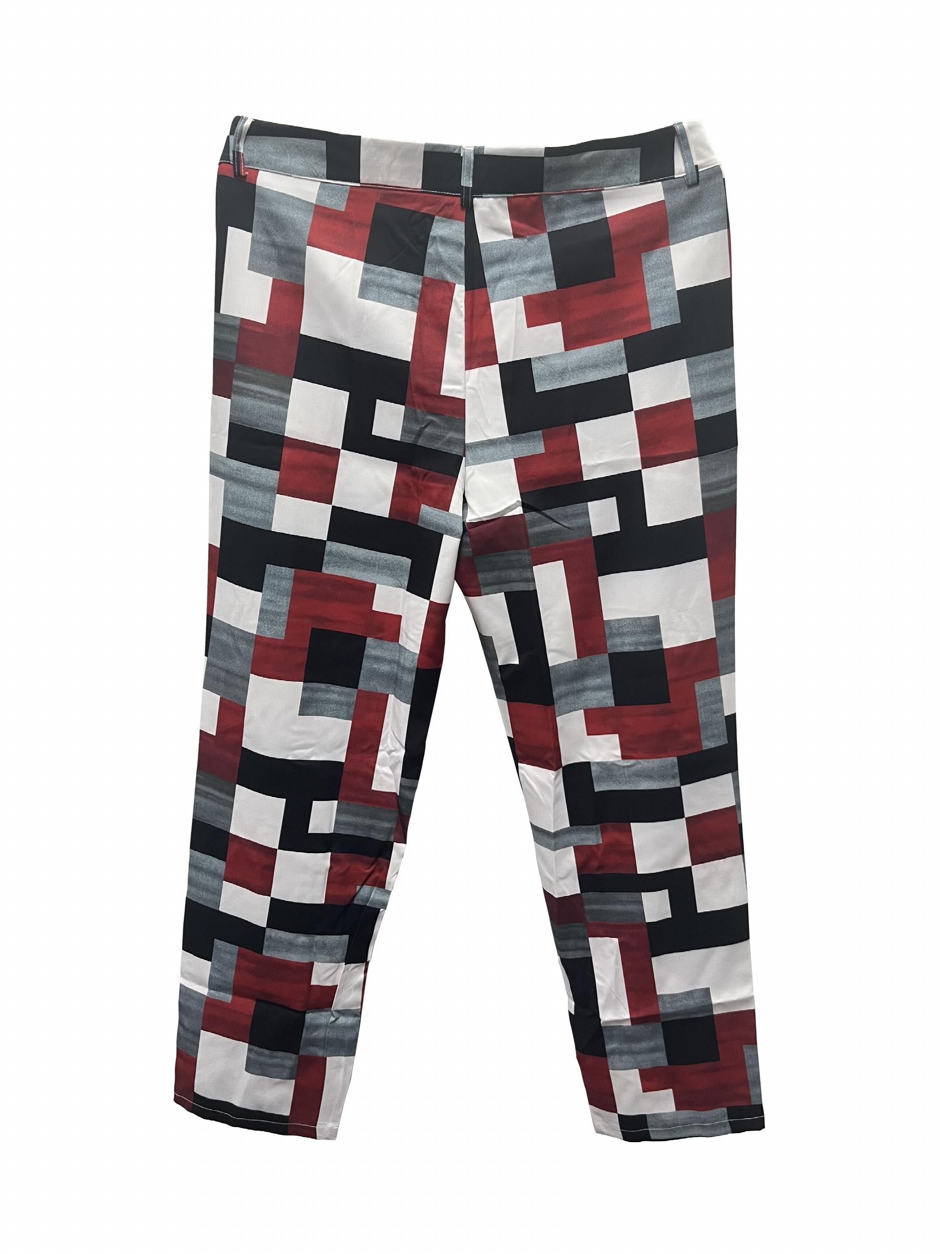 Slim Fit Plaid Slacks Men's Vintage Style Stretch Dress Pants