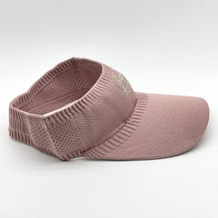 Pink Rhinestone Knitted Visor Hat UV Protection Lightweight Baseball Cap