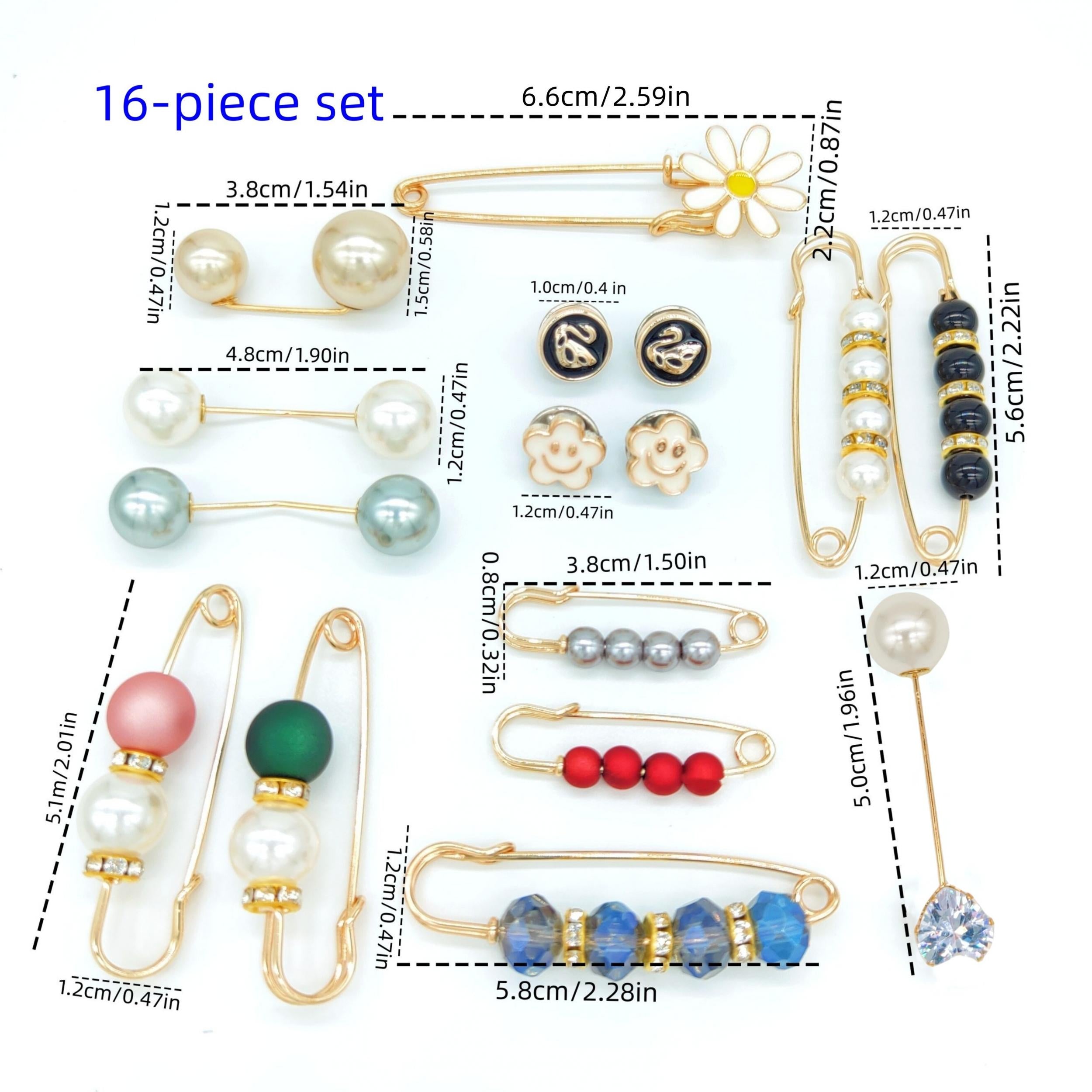 Assorted Pin Brooch Set for Styling Clothes, 8/16/24pcs