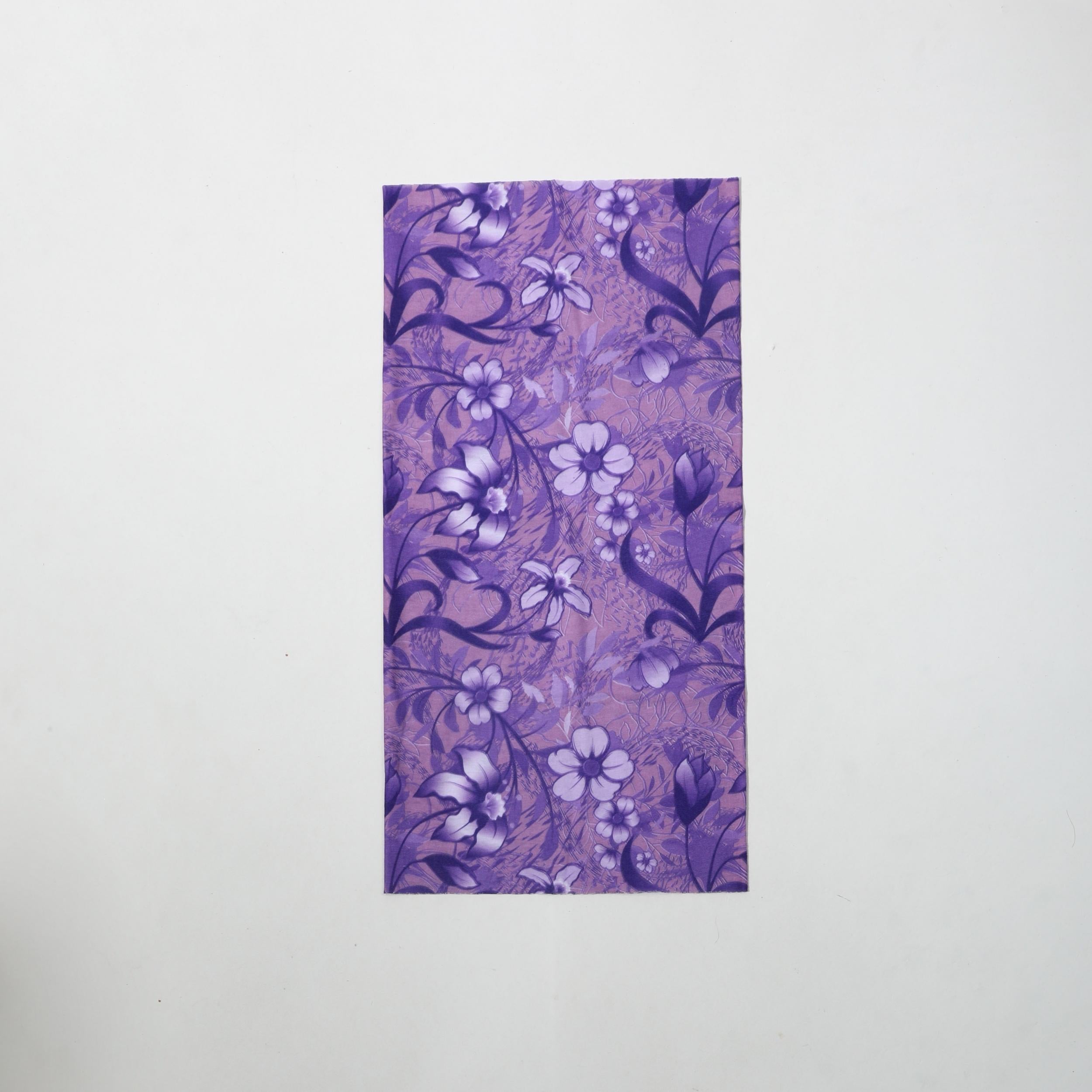 Purple Flower Print Turban Boho Head Wrap Vintage Headband Neck Gaiter
