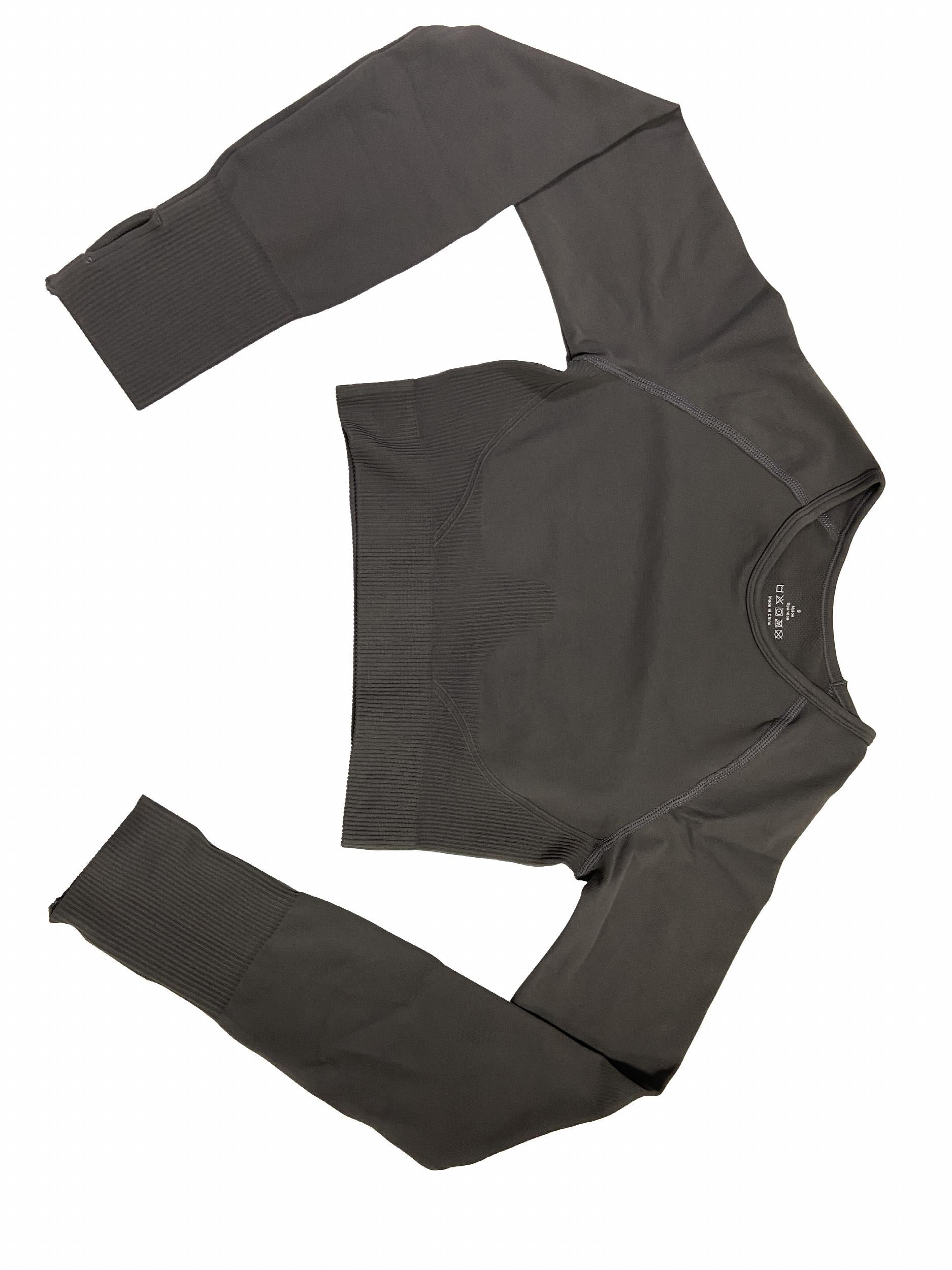 Seamless Long Sleeve Yoga Top Slim Fit T-shirt with Thumbhole