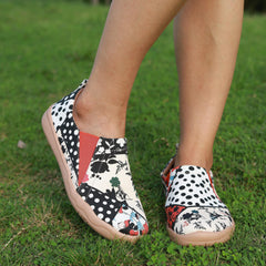 Women's Polka Dot Slip On Lightweight Shoes Round Toe Comfy Travel Shoes