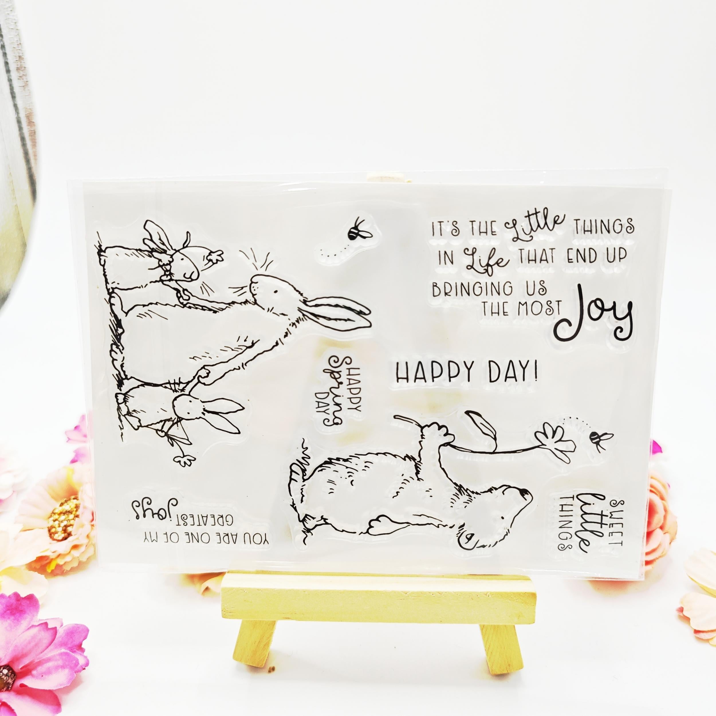 Rabbit Seal Stamp Silicone Transparent DIY Birthday Gift Holiday Card Making