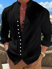 Men's Solid Short Sleeve Shirt for Summer Vacation