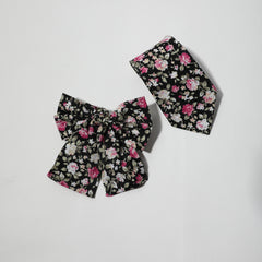 2pcs Flower Print Bow Tie Set Classic Neck Tie College Style