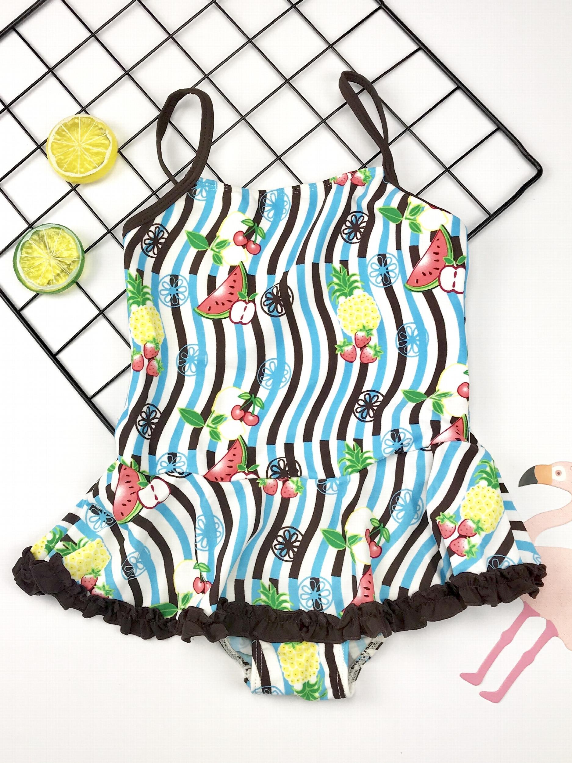 Toddler Girl's Cartoon Fruit Print Tankini Swimsuit