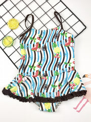 Toddler Girl's Cartoon Fruit Print Tankini Swimsuit