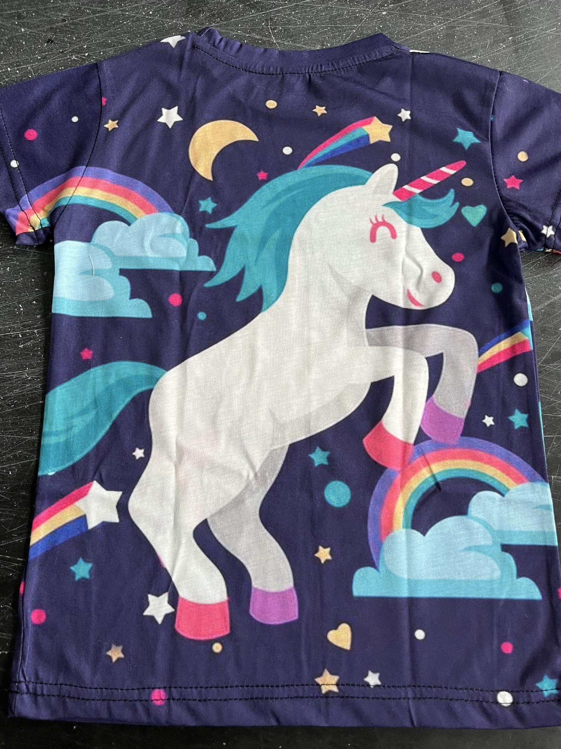 Rainbow Pony 3D Graphic T Shirt for Girls Active Stretchy Tee