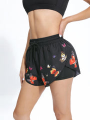 Butterfly Print Sporty Short Women's Activewear