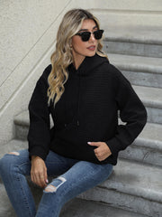 Textured Kangaroo Pocket Hoodie Long Sleeve Hoodies Sweatshirt