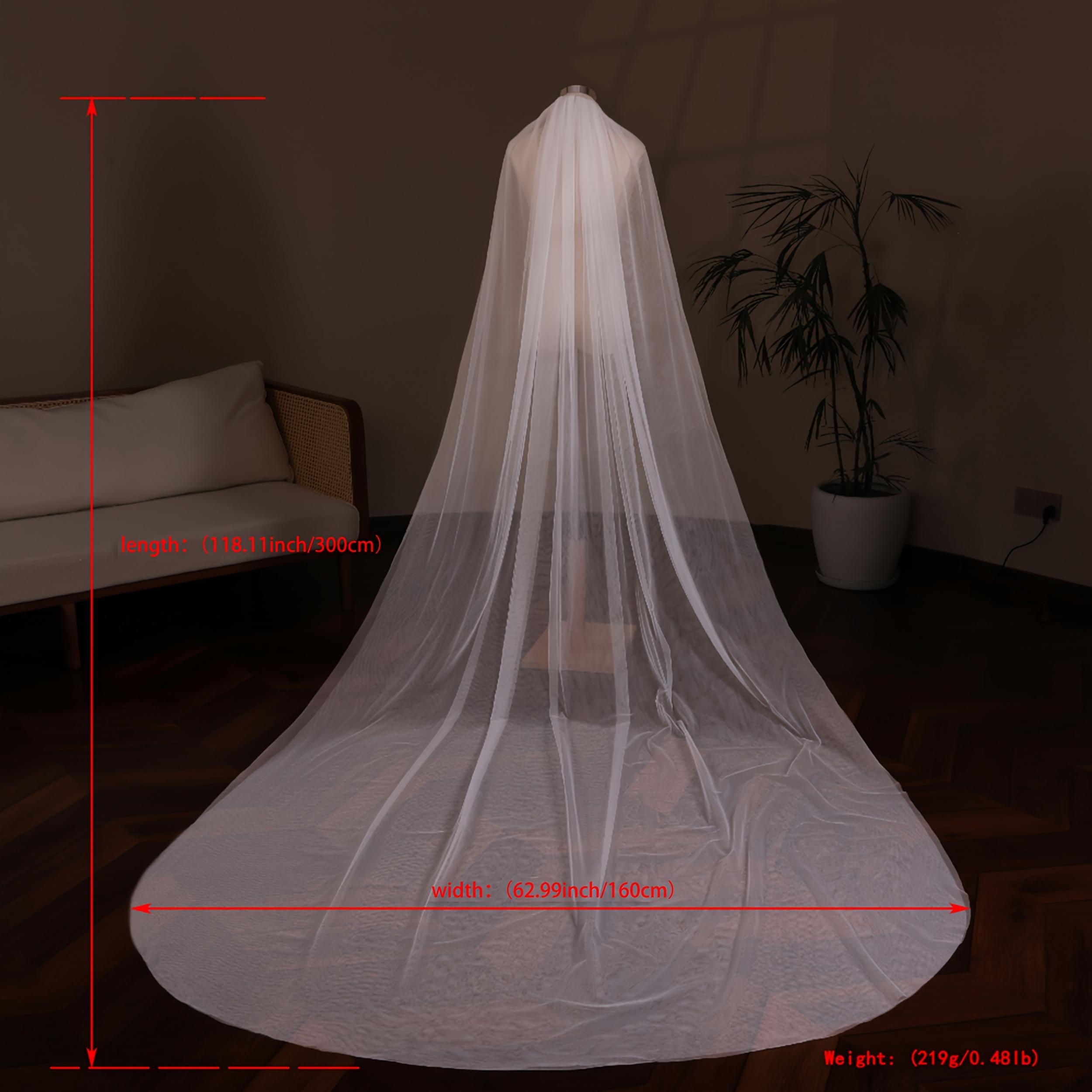 Bridal Veil with Floral Embellishments Soft Flowing Wedding Veil