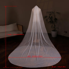 Bridal Veil with Floral Embellishments Soft Flowing Wedding Veil