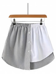 Stripe Print Asymmetrical Skirt Colorblock Casual Skirt