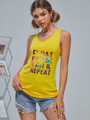Graphic Casual Sports Tank Top Sleeveless Shirts Women's Summer Tops