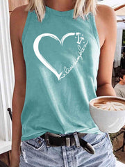 Heart Print Gradient Tank Top Sleeveless Summer Tank Top