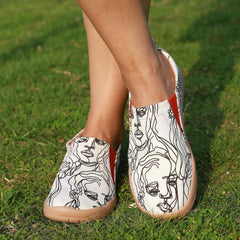 Women's Figure Printed Slip On Low Flat Canvas Shoes