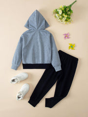 Girl's POWER GIRL Zip Hoodie & Sweatpants Set for Spring/Fall