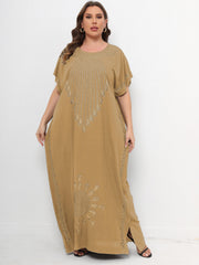 Abaya Dress Women's Plus Tribal Print Bat Sleeve Round Neck