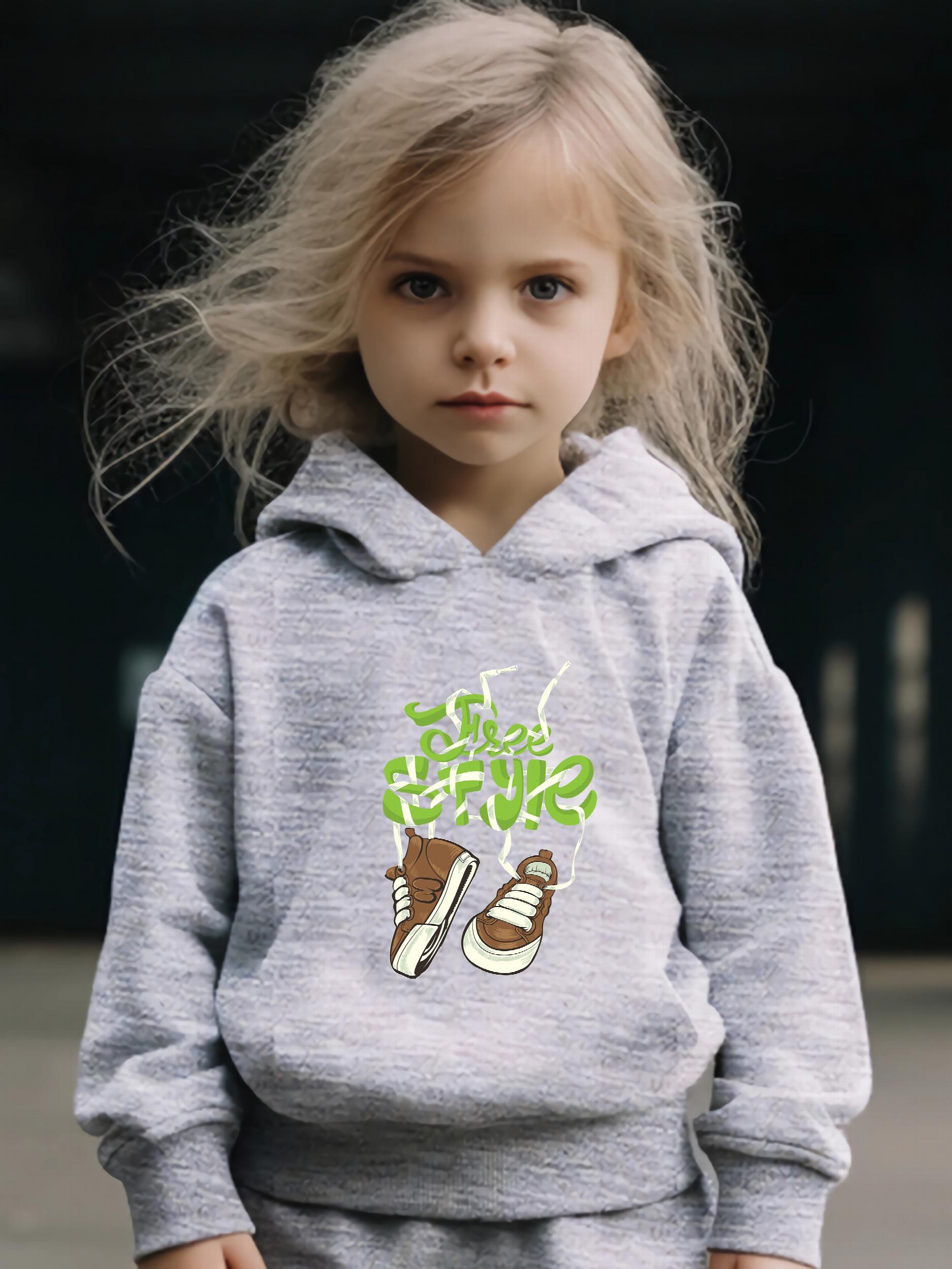 2pcs Shoes Print Outfits Girls Hoodies Jogger Pants Set For Girls