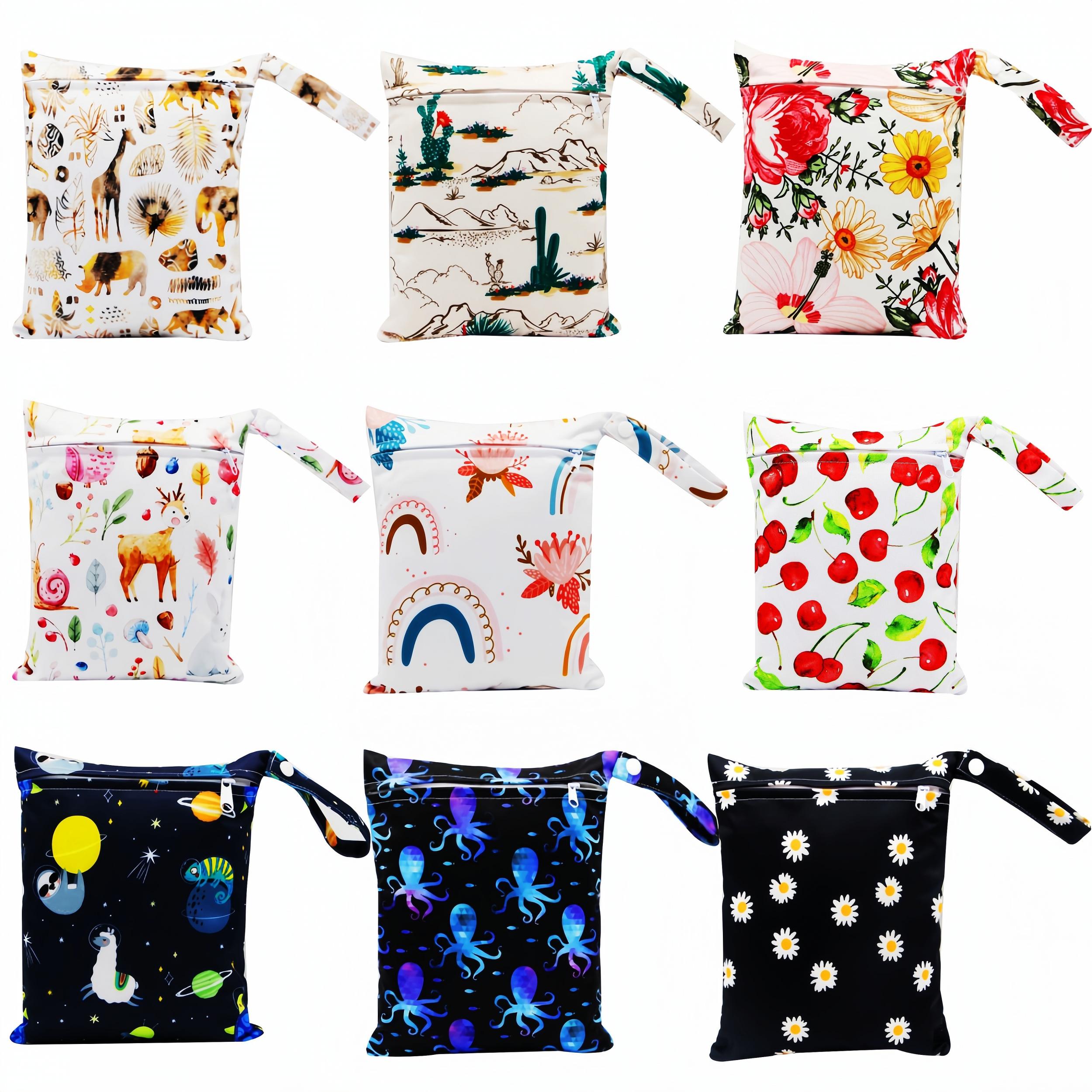 ASENAPPY Small Wet Bag 20x25cm Floral & Animal Designs Machine Washable