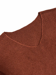 V-Neck Ribbed Sweater Long Sleeve Pullover Jumper