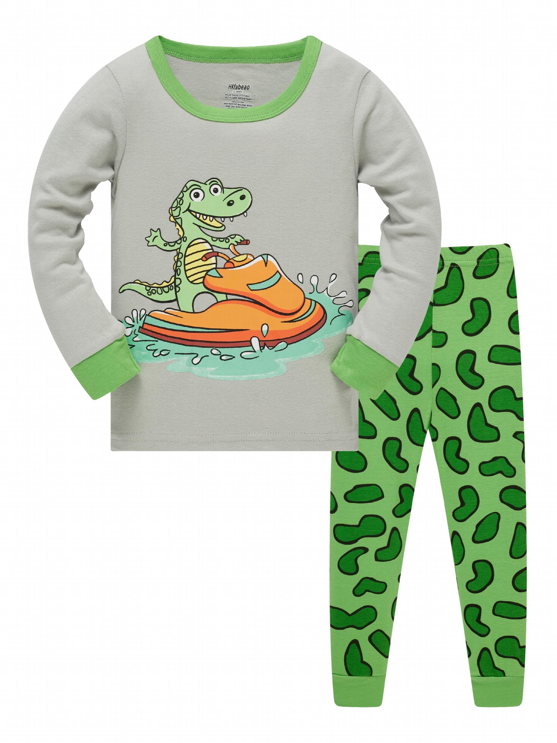Boys Dinosaur Print Pajamas Set Cozy Long Sleeve Homewear