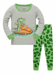 Boys Dinosaur Print Pajamas Set Cozy Long Sleeve Homewear
