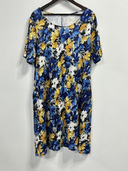 Boho Dress Floral Print Short Sleeve Round Neck Dress With Pockets