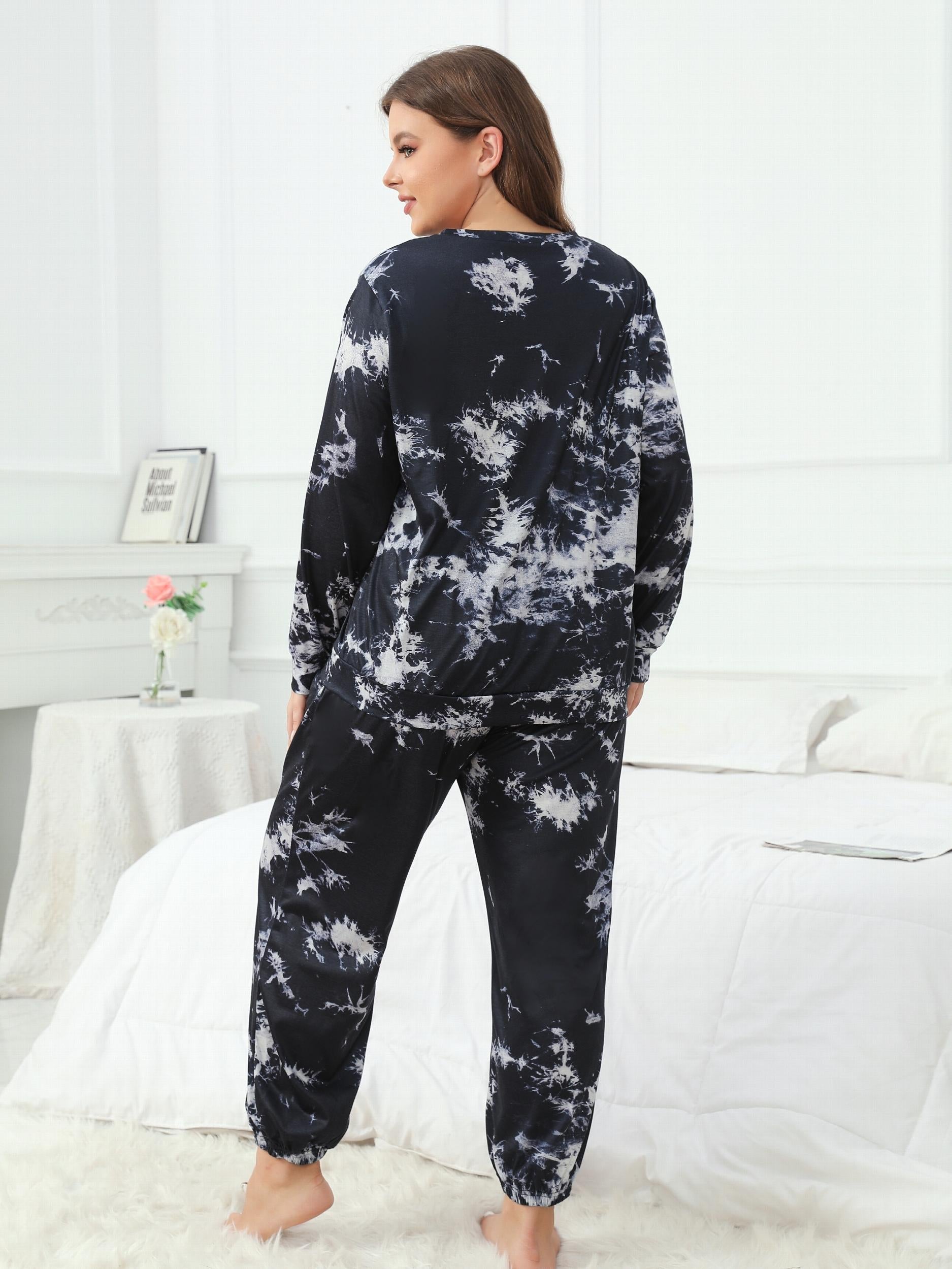 Tie Dye Lounge Set Women's Pajama Two Piece Set