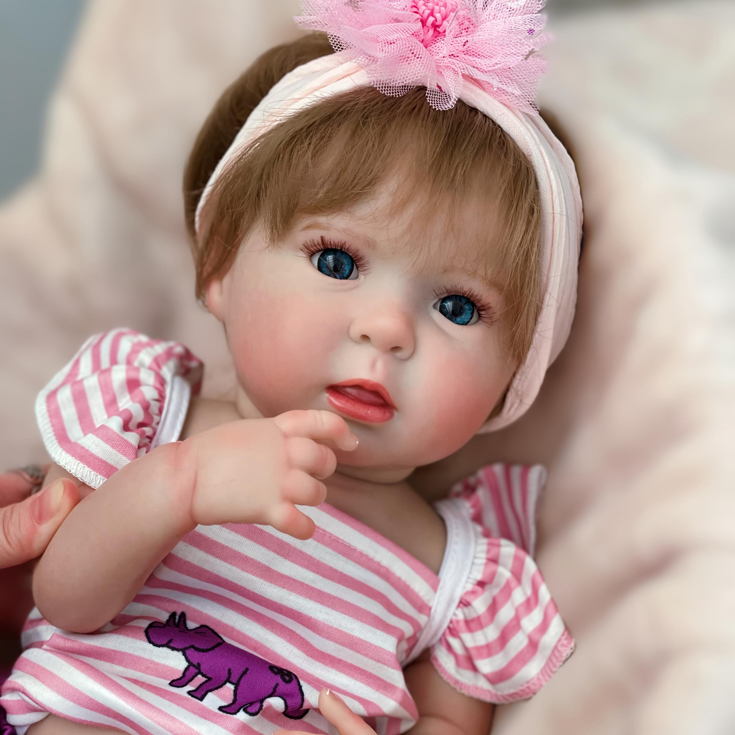 46cm Reborn Doll Open Eyes 2 Outfits Waterproof Rooted Hair Perfect Gift