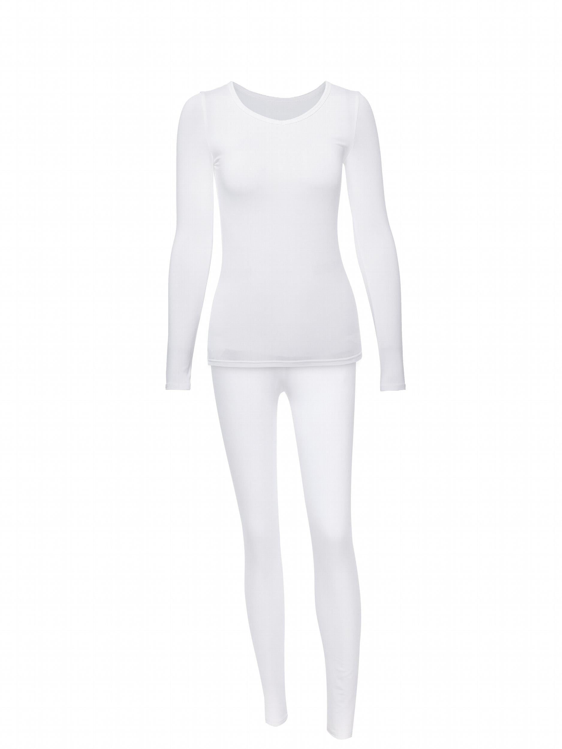 2pcs Thermal Underwear Set Crew Neck Top & Leggings Women's Activewear