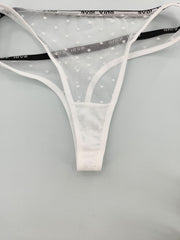 4pcs Polka Dot Mesh Thongs Breathable Comfy Letter Tape Intimates Panties