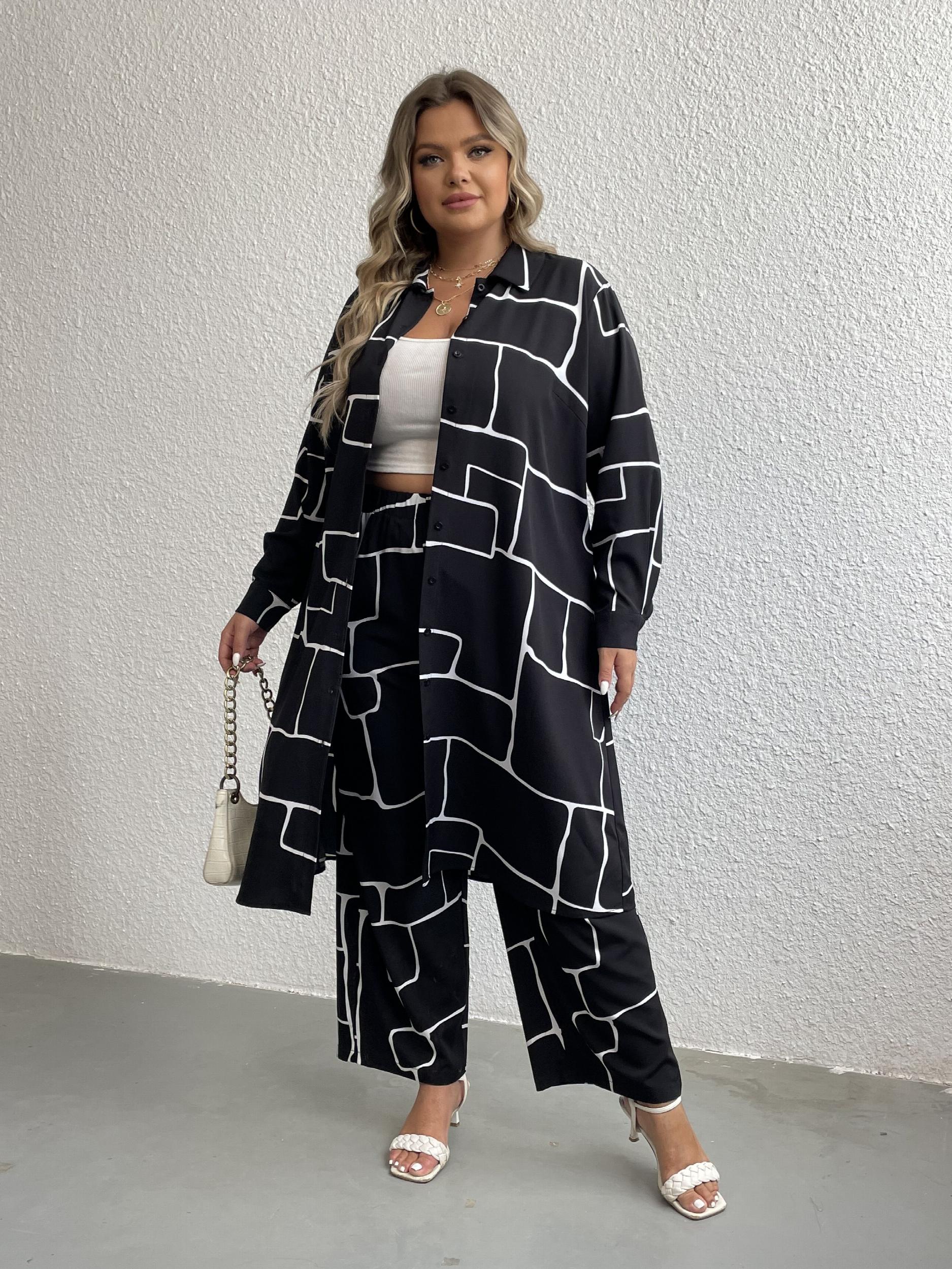 Geo Print Long Sleeve Button Shirt Dress