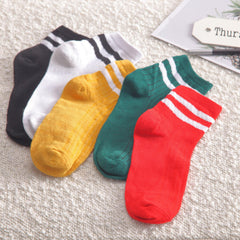 5 Pairs Striped Short Socks Breathable Sports Stockings