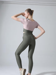 High Waist Women's Short Sleeved Sports Suit