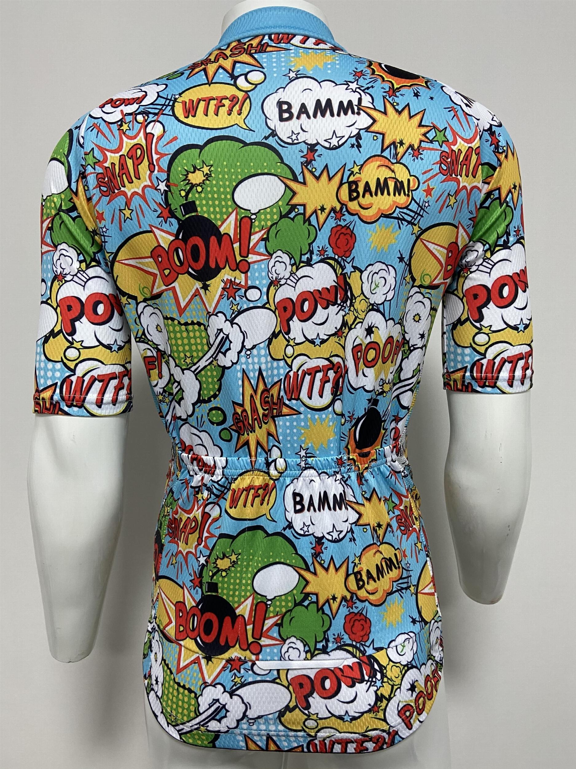 Comic Pattern Men's Sports Zip Up Cycling Jersey