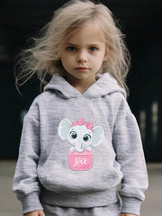 Kids Elephant Pocket Print Hoodie & Pants Set