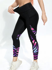 Striped Print Yoga Pants Slimming Leggings