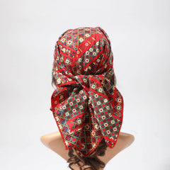 Geometric Paisley Print Bandana Boho Satin Square Scarf Headband